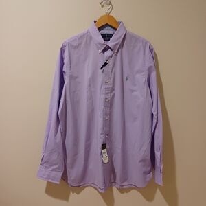NWT Polo Ralph Lauren Classic Fit Cotton Stretch Button Front Shirt XL Purple